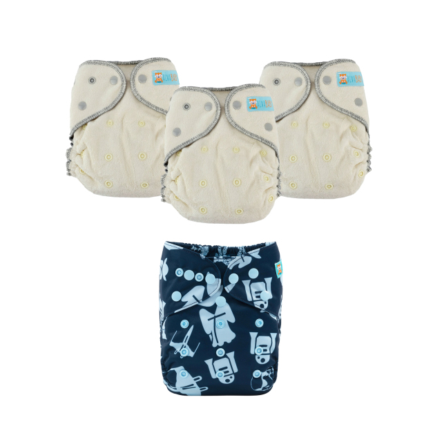 ALVABABY 2.0 Bamboo Fitted Diaper AWJ Lining with Pocket Ideal Baby Reusable Cloth Diapers with Diaper Cover