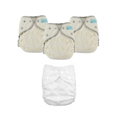 ALVABABY 2.0 Bamboo Fitted Diaper AWJ Lining with Pocket Ideal Baby Reusable Cloth Diapers with Diaper Cover