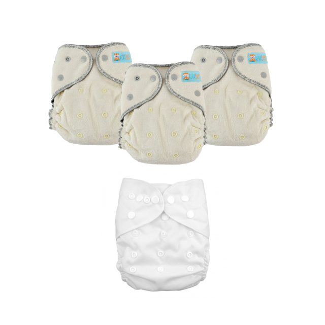 ALVABABY 2.0 Bamboo Fitted Diaper AWJ Lining with Pocket Ideal Baby Reusable Cloth Diapers with Diaper Cover
