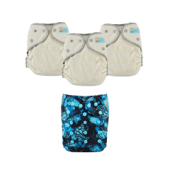 ALVABABY 2.0 Bamboo Fitted Diaper AWJ Lining with Pocket Ideal Baby Reusable Cloth Diapers with Diaper Cover