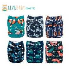(All Packs)Baby Cloth Diapers 6 Pack with 6 Microfiber Inserts One Size Adjustable Washable Reusable for Baby Girls and Boys