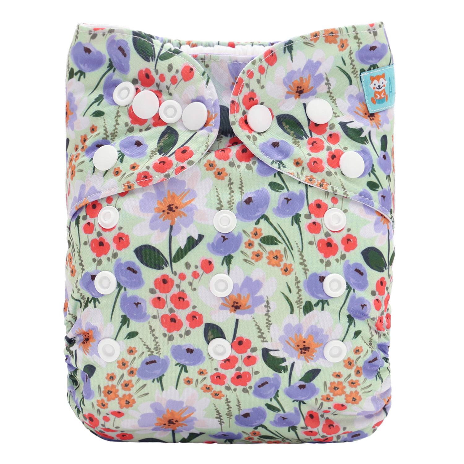 ALVABABY AWJ Lining Cloth Diaper with Tummy Panel for Babies-Flowers (WJT-ED24A)