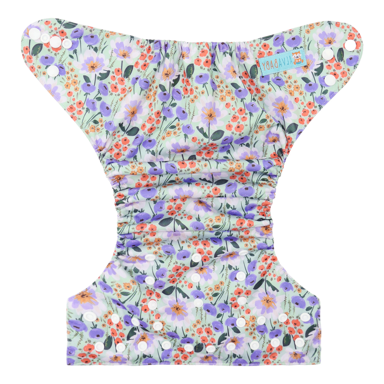 ALVABABY AWJ Lining Cloth Diaper with Tummy Panel for Babies-Flowers (WJT-ED24A)