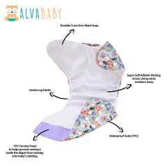 ALVABABY AWJ Lining Cloth Diaper with Tummy Panel for Babies  (WJT-ED24A)