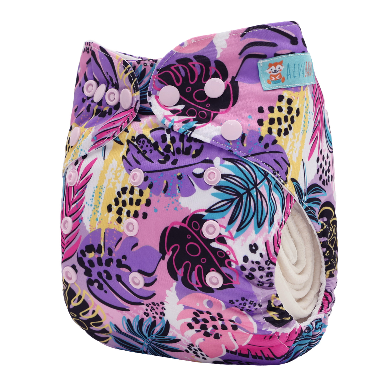 ALVABABY AWJ Lining Cloth Diaper with Tummy Panel for Babies -Leaf (WJT-EW35A)