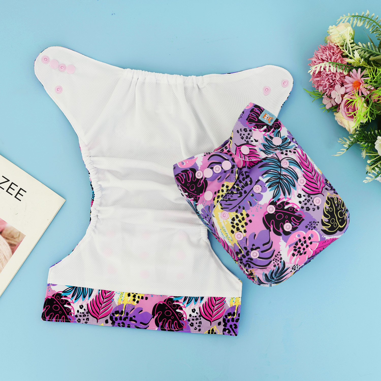 ALVABABY AWJ Lining Cloth Diaper with Tummy Panel for Babies -Leaf (WJT-EW35A)