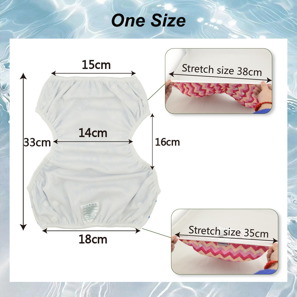 ALVABABY Reusable Swim Diaper - Adjustable One Size Swimwear for Infants & Toddlers (Turtle, SWD25A)