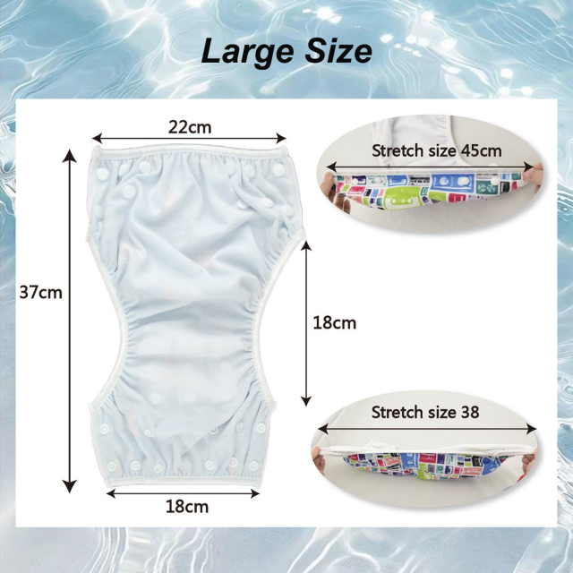 ALVABABY Reusable Swim Diaper - Adjustable Large Size Swimwear for Infants & Toddlers (Blue Sharks, ZSW-YK47A)