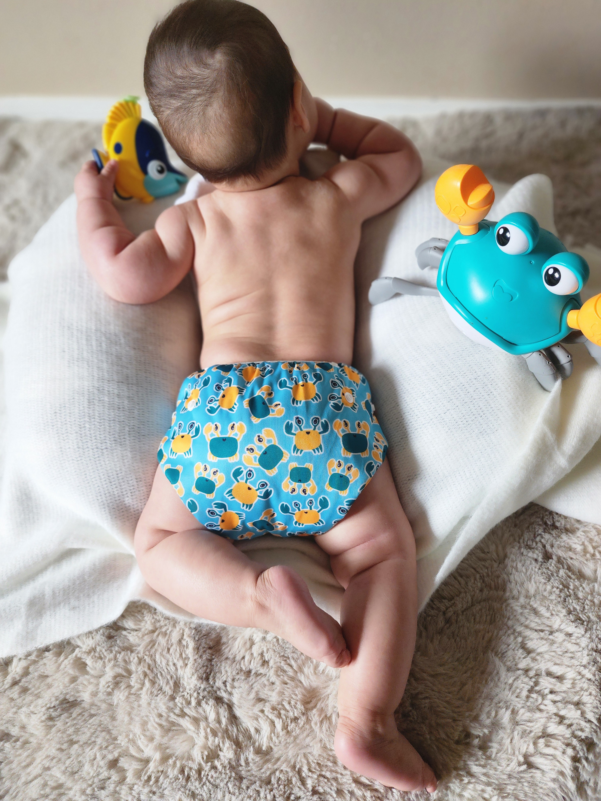 ALVABABY Reusable Swim Diaper - Adjustable One Size Swimwear for Infants & Toddlers (Crab, SW-BS88A)