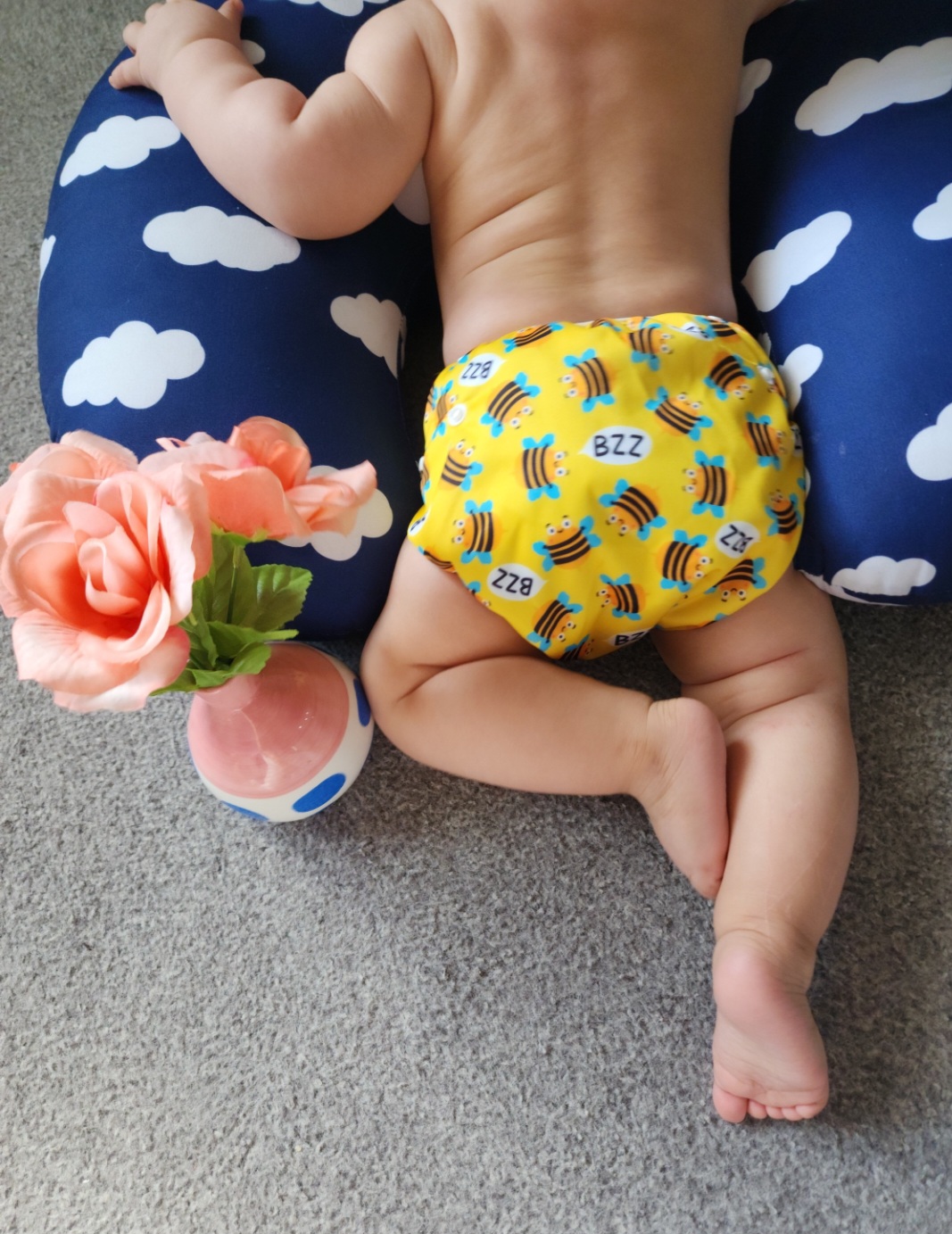 ALVABABY Reusable Swim Diaper - Adjustable One Size Swimwear for Infants & Toddlers (Bees, SW-BS92A)
