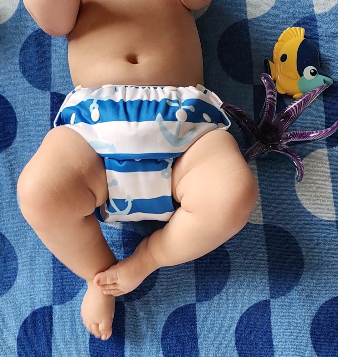 ALVABABY Reusable Swim Diaper - Adjustable One Size Swimwear for Infants & Toddlers (Sailor, SWD-BS94A)