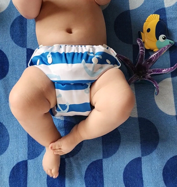 ALVABABY Reusable Swim Diaper - Adjustable One Size Swimwear for Infants & Toddlers (Sailor, SWD-BS94A)
