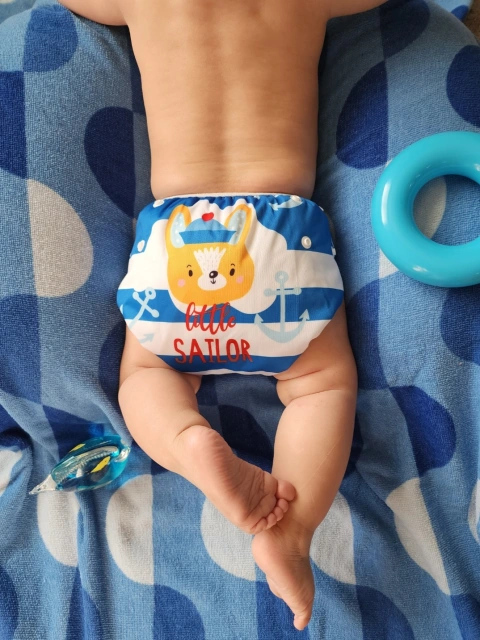 ALVABABY Reusable Swim Diaper - Adjustable One Size Swimwear for Infants & Toddlers (Sailor, SWD-BS94A)