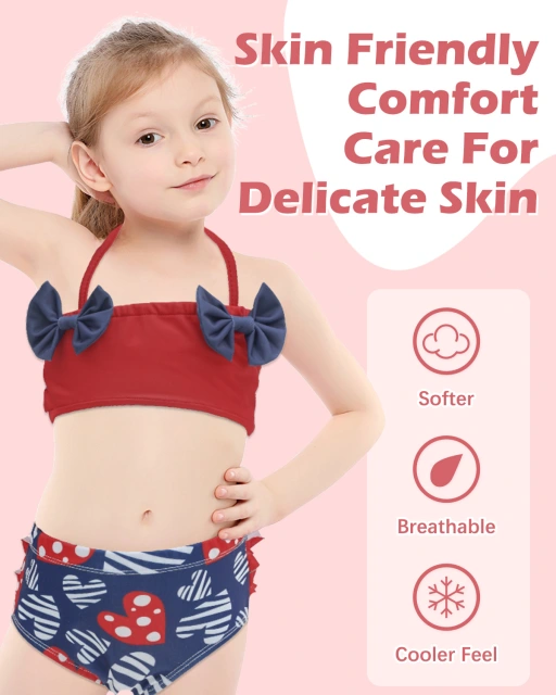 ALVABABY Toddler Baby Girls Swimsuit with Hat – Sleeveless Reusable Bathing Suit Bikini for Summer Beach & Pool