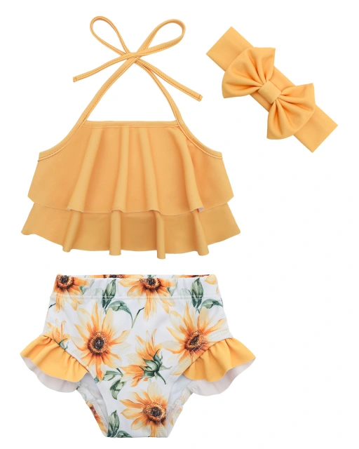 ALVABABY Toddler Baby Girls Swimsuit– Sleeveless Reusable Bathing Suit Bikini for Summer Beach & Pool