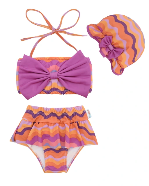 ALVABABY Toddler Baby Girls Swimsuit with Hat – Sleeveless Reusable Bathing Suit Bikini for Summer Beach & Pool