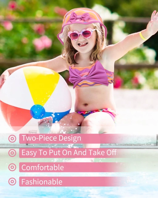 ALVABABY Toddler Baby Girls Swimsuit with Hat – Sleeveless Reusable Bathing Suit Bikini for Summer Beach & Pool