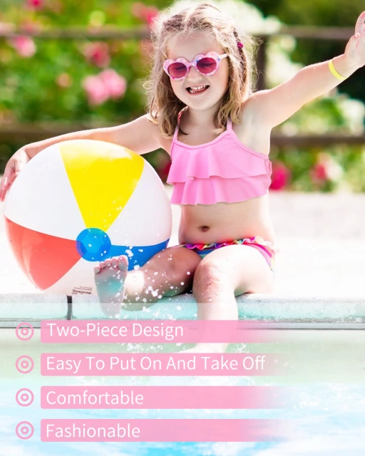 ALVABABY Toddler Baby Girls Swimsuit with Hat – Sleeveless Reusable Bathing Suit Bikini for Summer Beach & Pool
