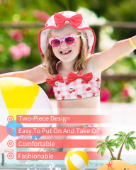 ALVABABY Toddler Baby Girls Swimsuit with Hat – Sleeveless Reusable Bathing Suit Bikini for Summer Beach & Pool