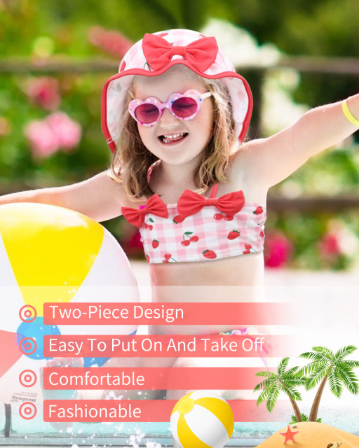 ALVABABY Toddler Baby Girls Swimsuit with Hat – Sleeveless Reusable Bathing Suit Bikini for Summer Beach & Pool
