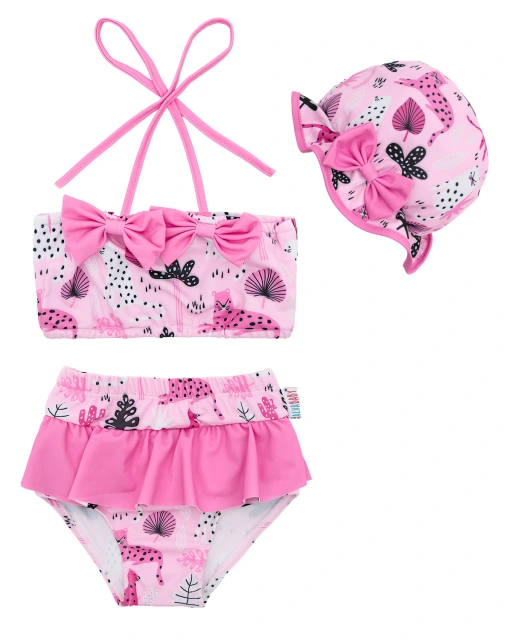 ALVABABY Toddler Baby Girls Swimsuit with Hat – Sleeveless Reusable Bathing Suit Bikini for Summer Beach & Pool