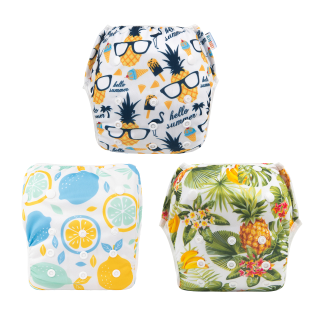3-Pack Reusable Swim Diapers - One Size Adjustable Swimwears for Infants & Toddlers