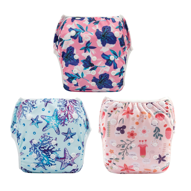 3-Pack Reusable Swim Diapers - One Size Adjustable Swimwears for Infants & Toddlers