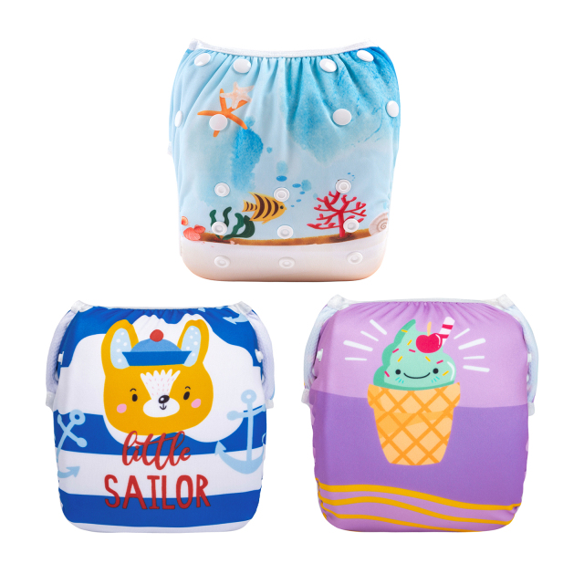 3-Pack Reusable Swim Diapers - One Size Adjustable Swimwears for Infants & Toddlers
