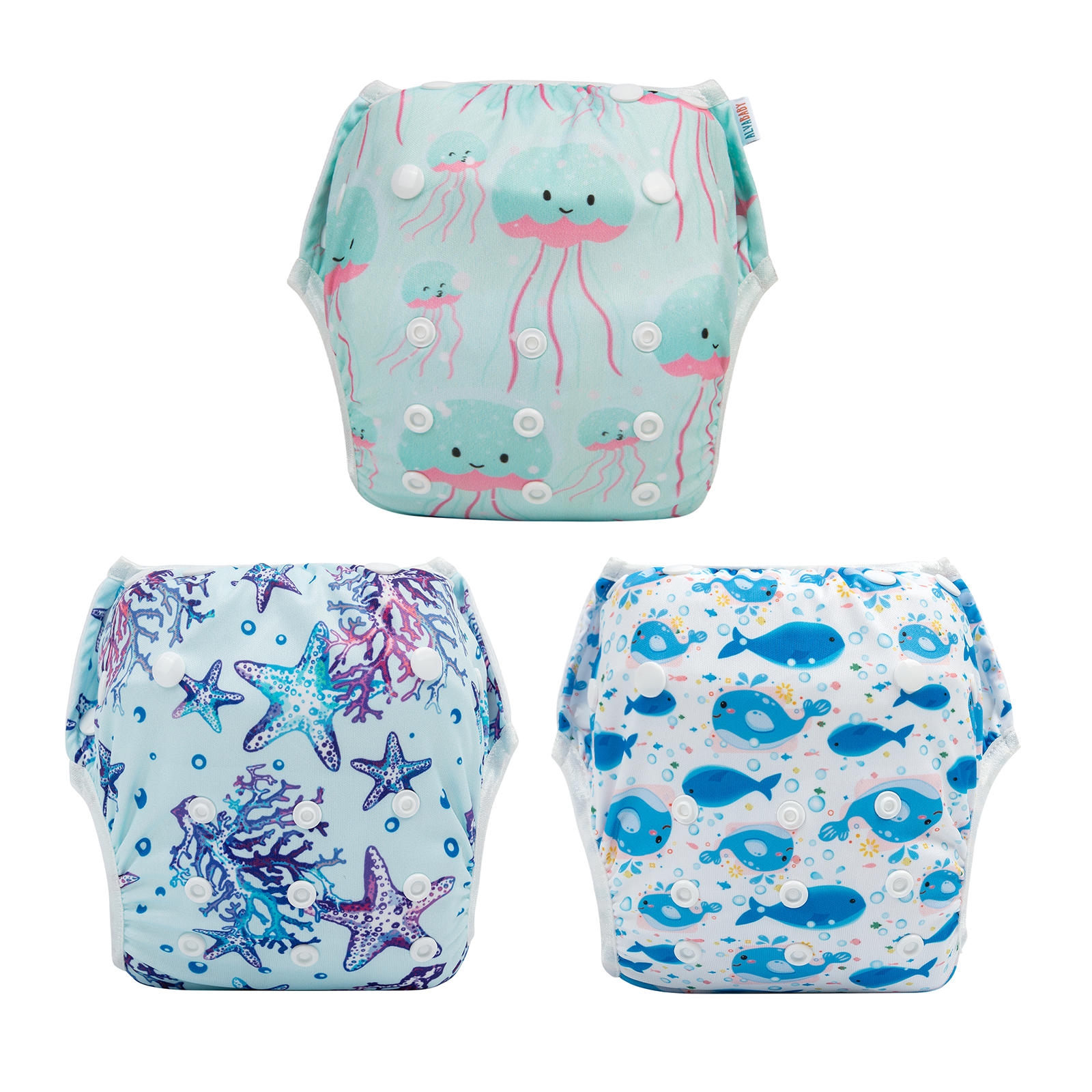 3-Pack Reusable Swim Diapers - One Size Adjustable Swimwears for Infants & Toddlers
