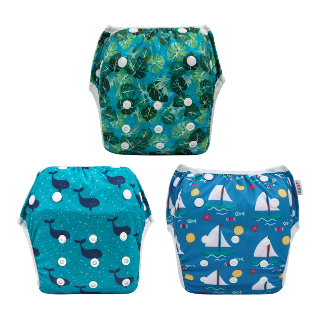 3-Pack Reusable Swim Diapers - One Size Adjustable Swimwears for Infants & Toddlers