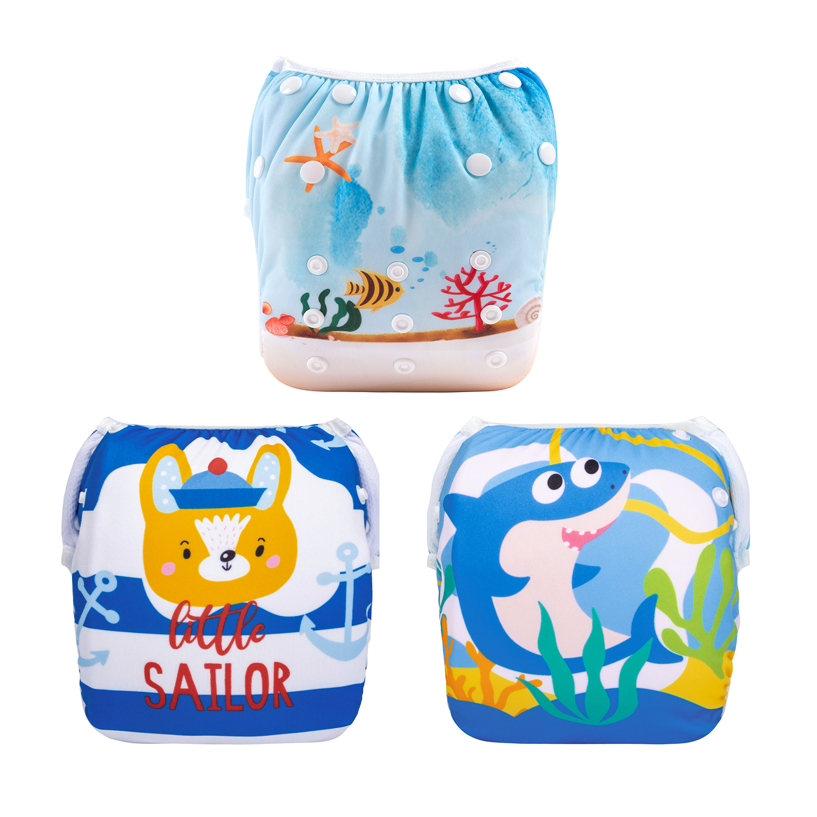 3-Pack Reusable Swim Diapers - One Size Adjustable Swimwears for Infants & Toddlers