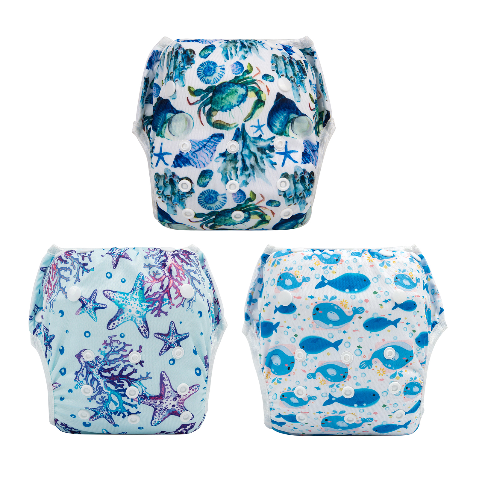3-Pack Reusable Swim Diapers - One Size Adjustable Swimwears for Infants & Toddlers