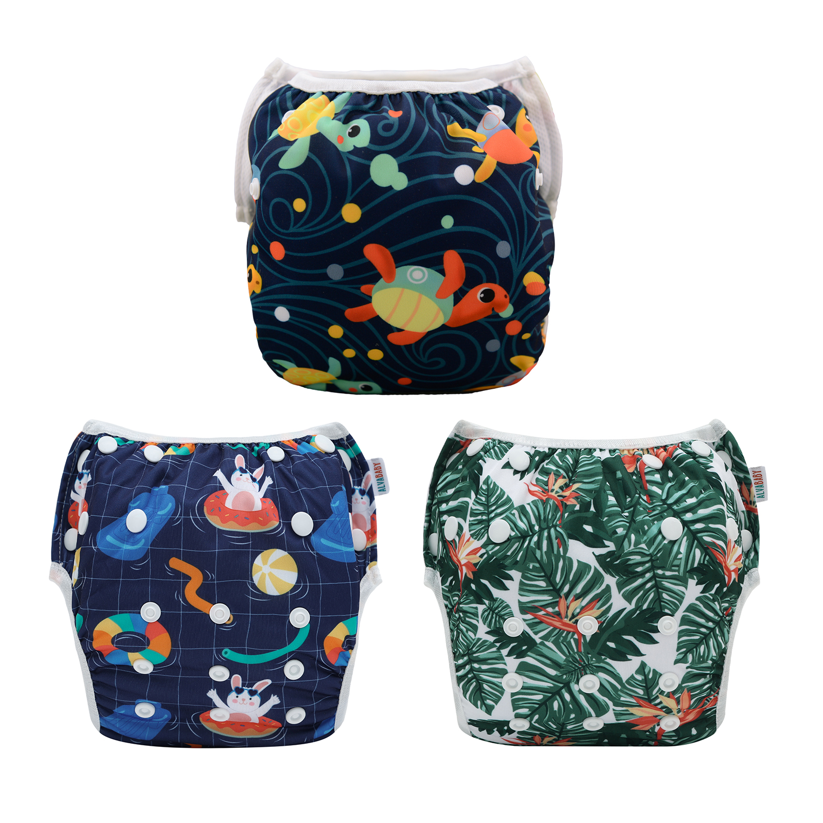 3-Pack Reusable Swim Diapers - One Size Adjustable Swimwears for Infants & Toddlers