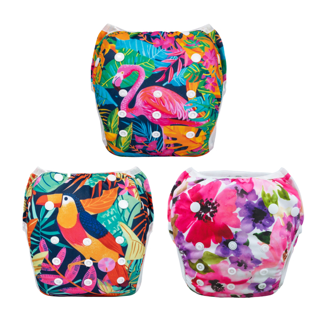 3-Pack Reusable Swim Diapers - One Size Adjustable Swimwears for Infants & Toddlers