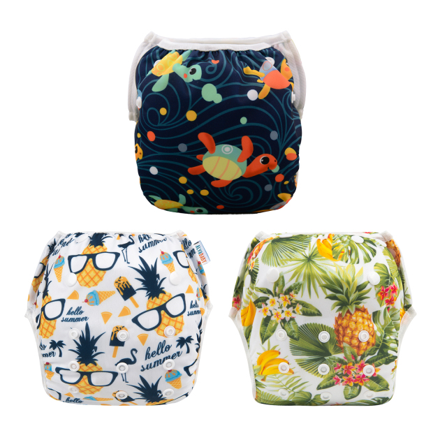3-Pack Reusable Swim Diapers - One Size Adjustable Swimwears for Infants & Toddlers
