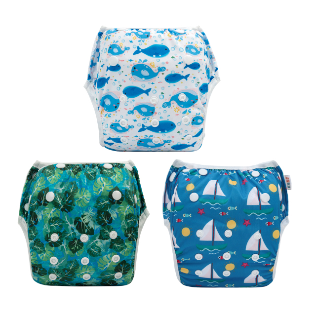 3-Pack Reusable Swim Diapers - One Size Adjustable Swimwears for Infants & Toddlers