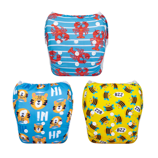 3-Pack Reusable Swim Diapers - One Size Adjustable Swimwears for Infants & Toddlers