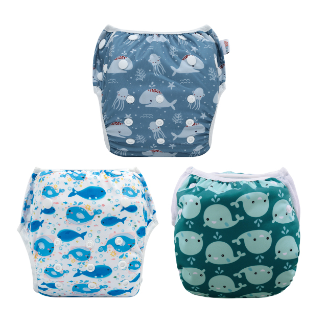 3-Pack Reusable Swim Diapers - One Size Adjustable Swimwears for Infants & Toddlers
