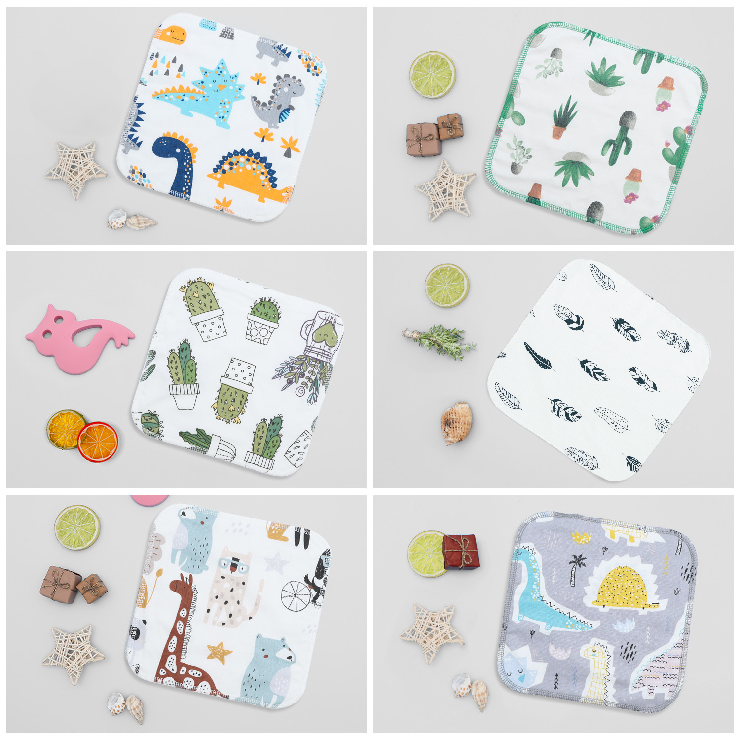 ALVABABY Baby Cotton&Bamboo Wipes Soft and Comfortable Saliva Towel (6BW10)