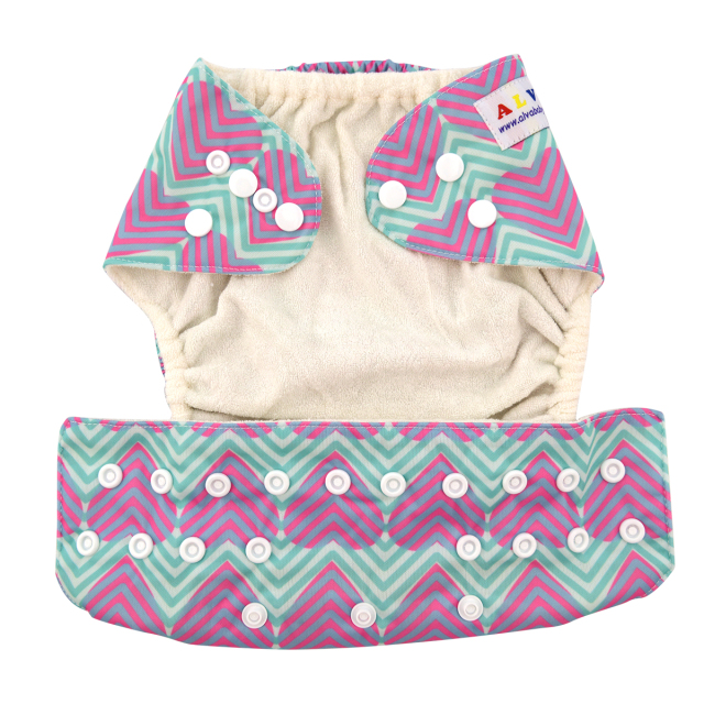 (Various Patterns) Baby Bamboo Diaper with one 4-layer bamboo blend insert - One Size Adjustable & Reusable Cloth Diaper