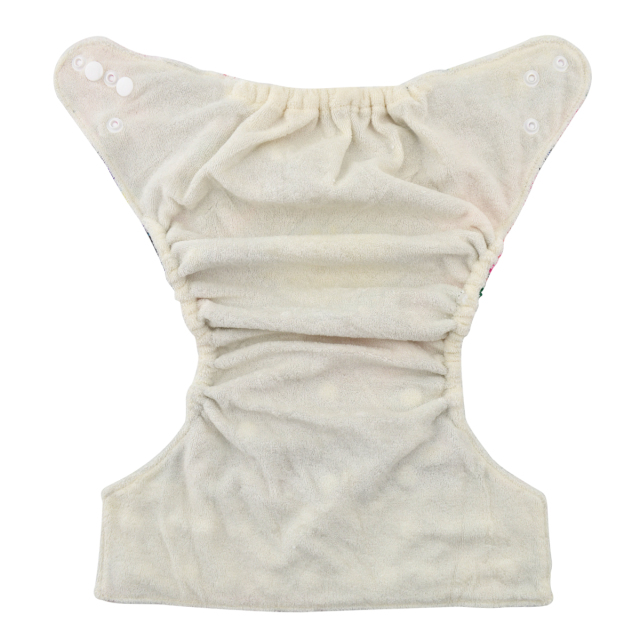 (Various Patterns) Baby Bamboo Diaper with one 4-layer bamboo blend insert - One Size Adjustable & Reusable Cloth Diaper