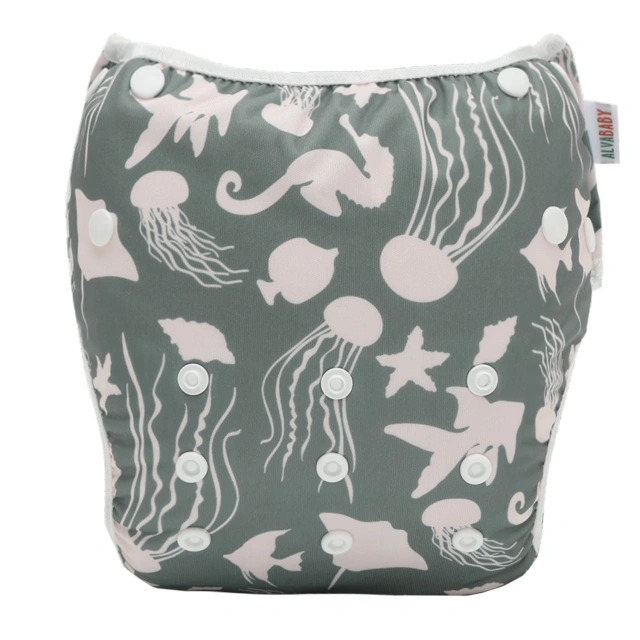 ALVABABY Reusable Swim Diaper - Adjustable Large Size Swimwear for Infants & Toddlers (Halobios, ZSW-EW54A)