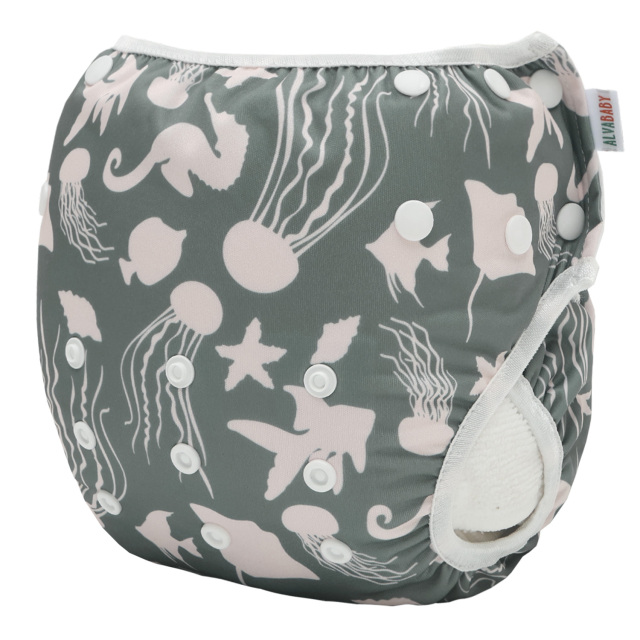 ALVABABY Reusable Swim Diaper - Adjustable Large Size Swimwear for Infants & Toddlers (Halobios, ZSW-EW54A)