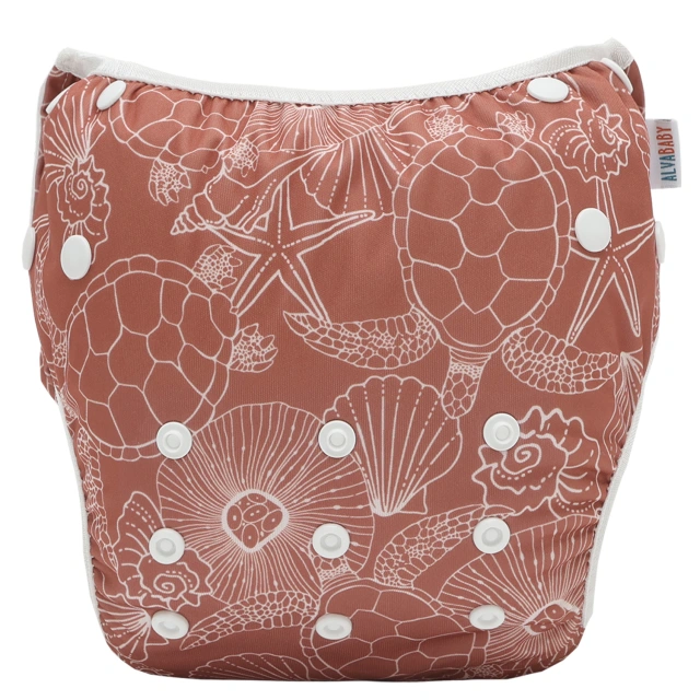 ALVABABY Reusable Swim Diaper - Adjustable Large Size Swimwear for Infants & Toddlers (Shell, ZSW-EW55A)