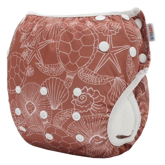 ALVABABY Reusable Swim Diaper - Adjustable Large Size Swimwear for Infants & Toddlers (Shell, ZSW-EW55A)