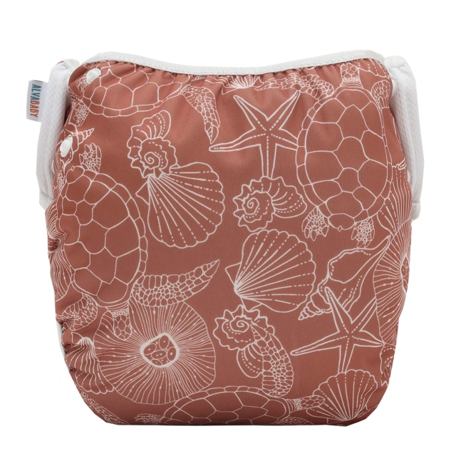 ALVABABY Reusable Swim Diaper - Adjustable Large Size Swimwear for Infants & Toddlers (Shell, ZSW-EW55A)