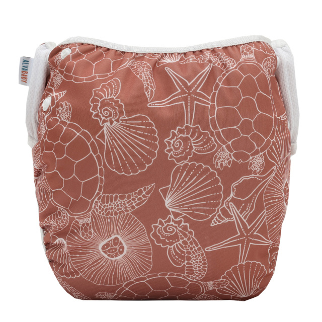 ALVABABY Reusable Swim Diaper - Adjustable Large Size Swimwear for Infants & Toddlers (Shell, ZSW-EW55A)