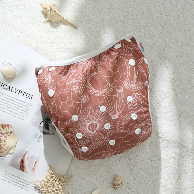 ALVABABY Reusable Swim Diaper - Adjustable Large Size Swimwear for Infants & Toddlers (Shell, ZSW-EW55A)