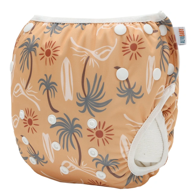 ALVABABY Reusable Swim Diaper - Adjustable Large Size Swimwear for Infants & Toddlers (Shell, ZSW-EW56A)