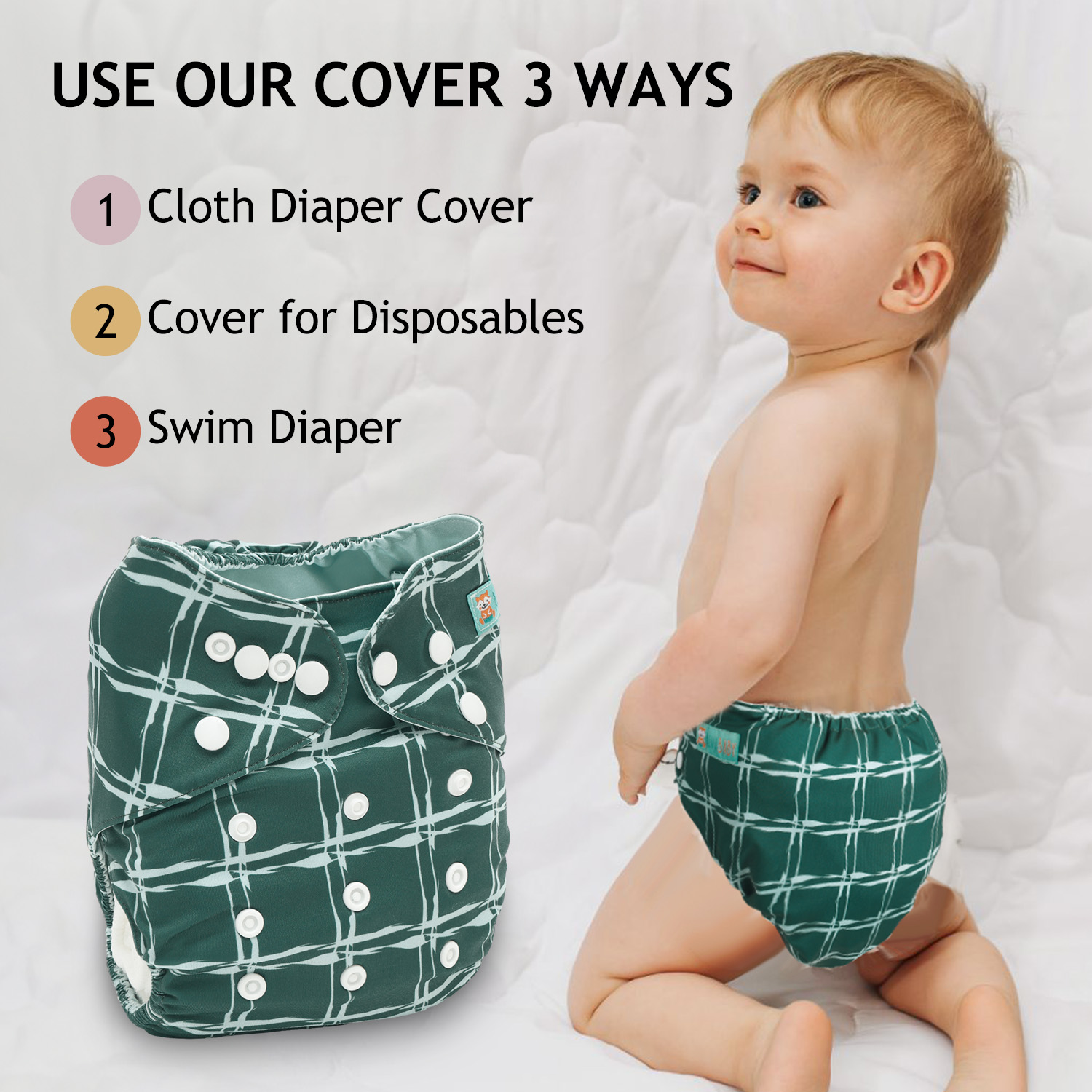 ALVABABY Waterproof Diaper Cover & Swim Diaper – Adjustable Reusable Diaper Shell (CDC-EW36A-WZ)